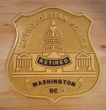 Metropolitan Police DC Retired 3D routed wood  patch sign plaque Custom carved