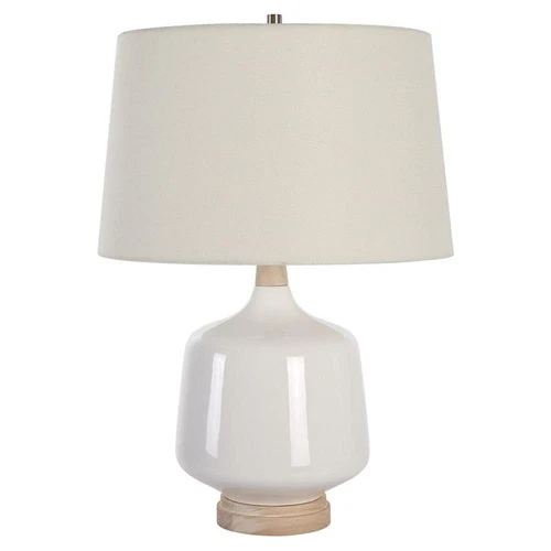 Uttermost Opal Coastal Ceramic and Fabric Table Lamp in White - Picture 3 of 7