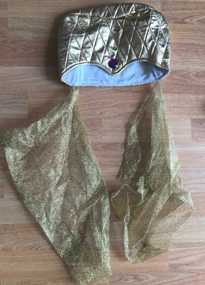 Déguisement Femme adulte bonnet doré type hennin médiéval avec voilette - Photo 1/2