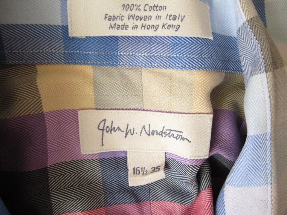 Men's John W Nordstrom Plaid Button Cotton Long Sleeve Shirt Sz 16.5-35 (MT459) - Image 2 of 4