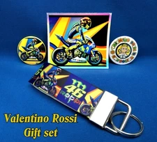 Valentino Rossi The Doctor gift set 2 badges,1 sticker & keyring MotoGP FREE P&P