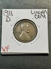 1911 D Lincoln Wheat Cent Penny VF+ Very Fine Semi Key Date Coin (Raw11068)