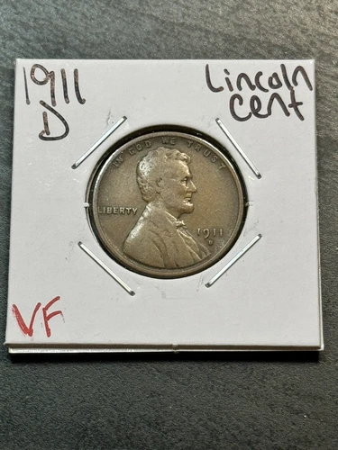 1911 D Lincoln Wheat Cent Penny VF+ Very Fine Semi Key Date Coin (Raw11068)