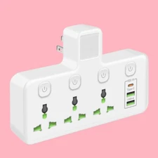 2 Prong to 3 Prong Outlet Adapter,3 Outlets with 3 USB Ports, Type A and Type C