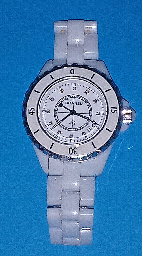 CHANEL J12 12Pc Diamond Watch White 33mm Ceramic Date Dial