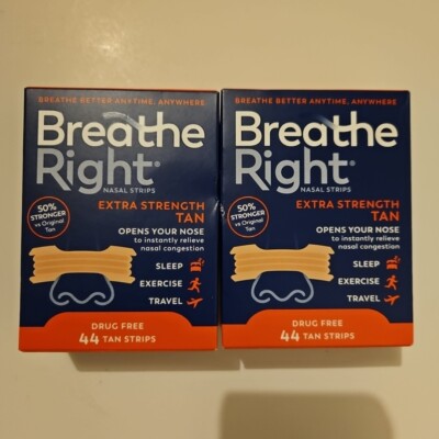 Breathe Right Nasal Strips Extra Strength Tan 44 Strips X2 Exp 2027+