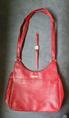 Eternal Love Damen Schulter Handtasche Shopper & Armbanduhr rot neu OVP