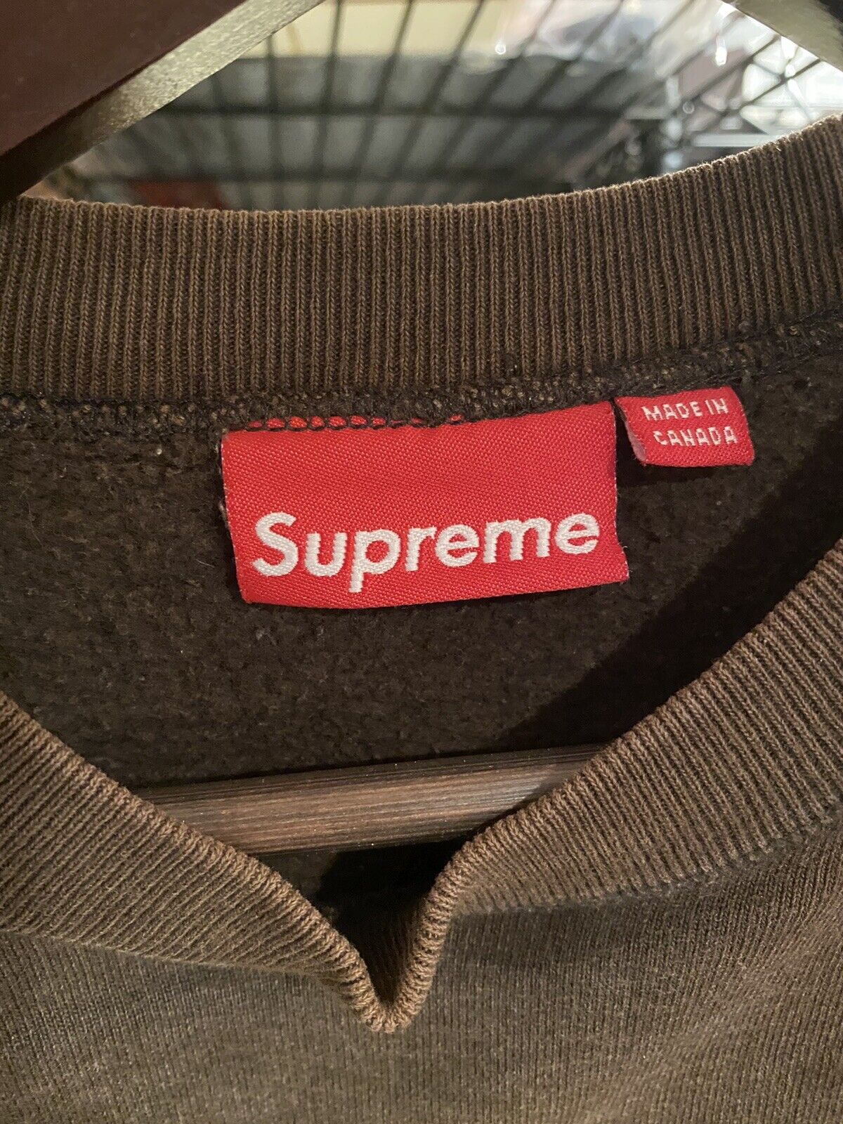 2003 supreme gold on brown box logo crewneck rare vintage size large