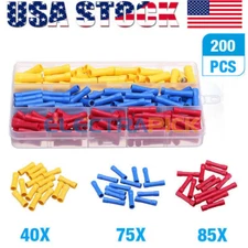 200PCS Insulated Straight Electrical Wire Connectors Butt Splice Crimp Terminals