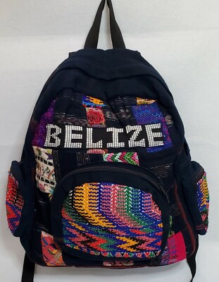 Embroidered Backpack Belize Multi-Colored Stitched Hand Crafted