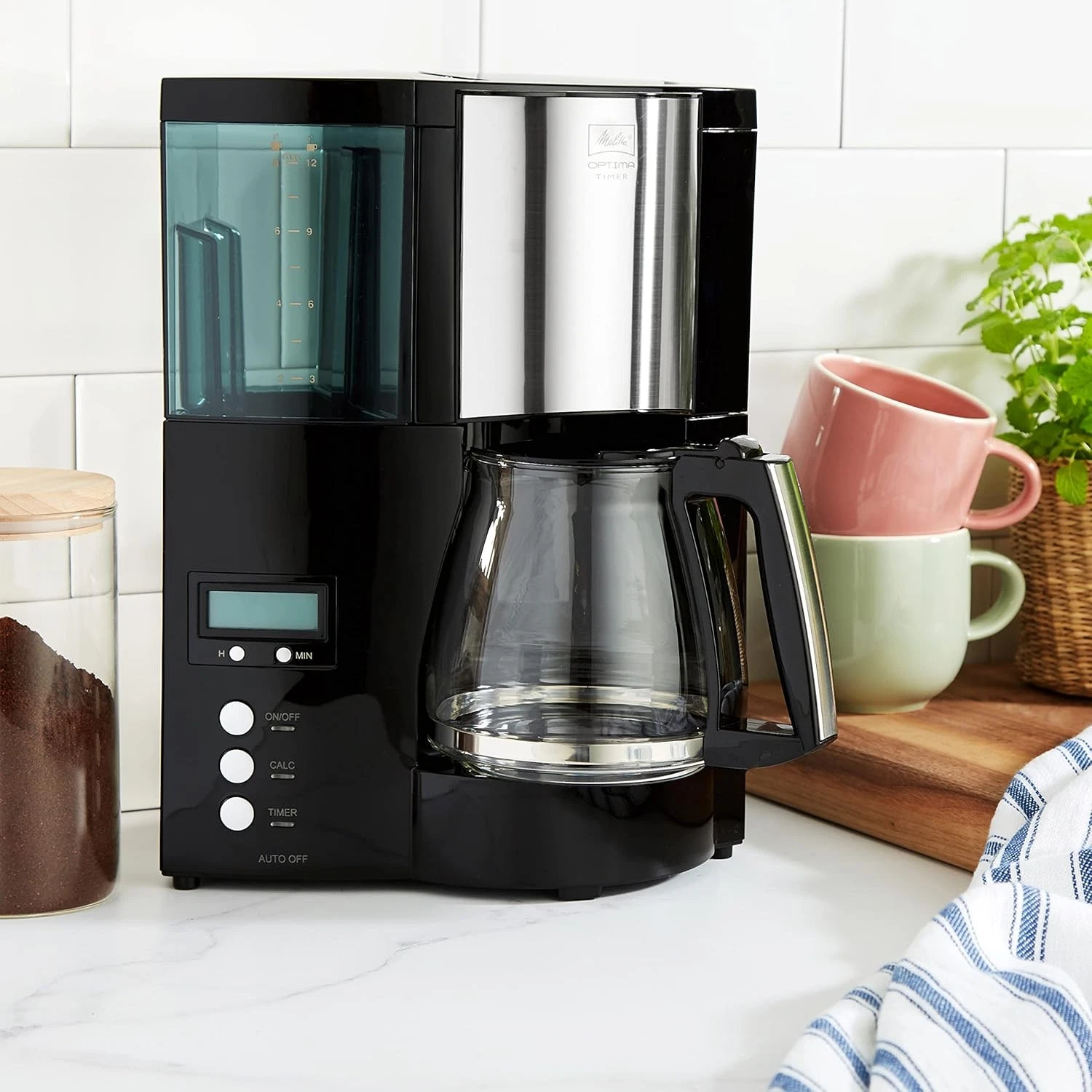 Melitta Filter Coffee Maker with Glass Pourer, Hot Hold and Timer Function