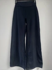 Oqq Women’s Wide Leg Yoga Pants High Waist Regular Length Black Size Medium