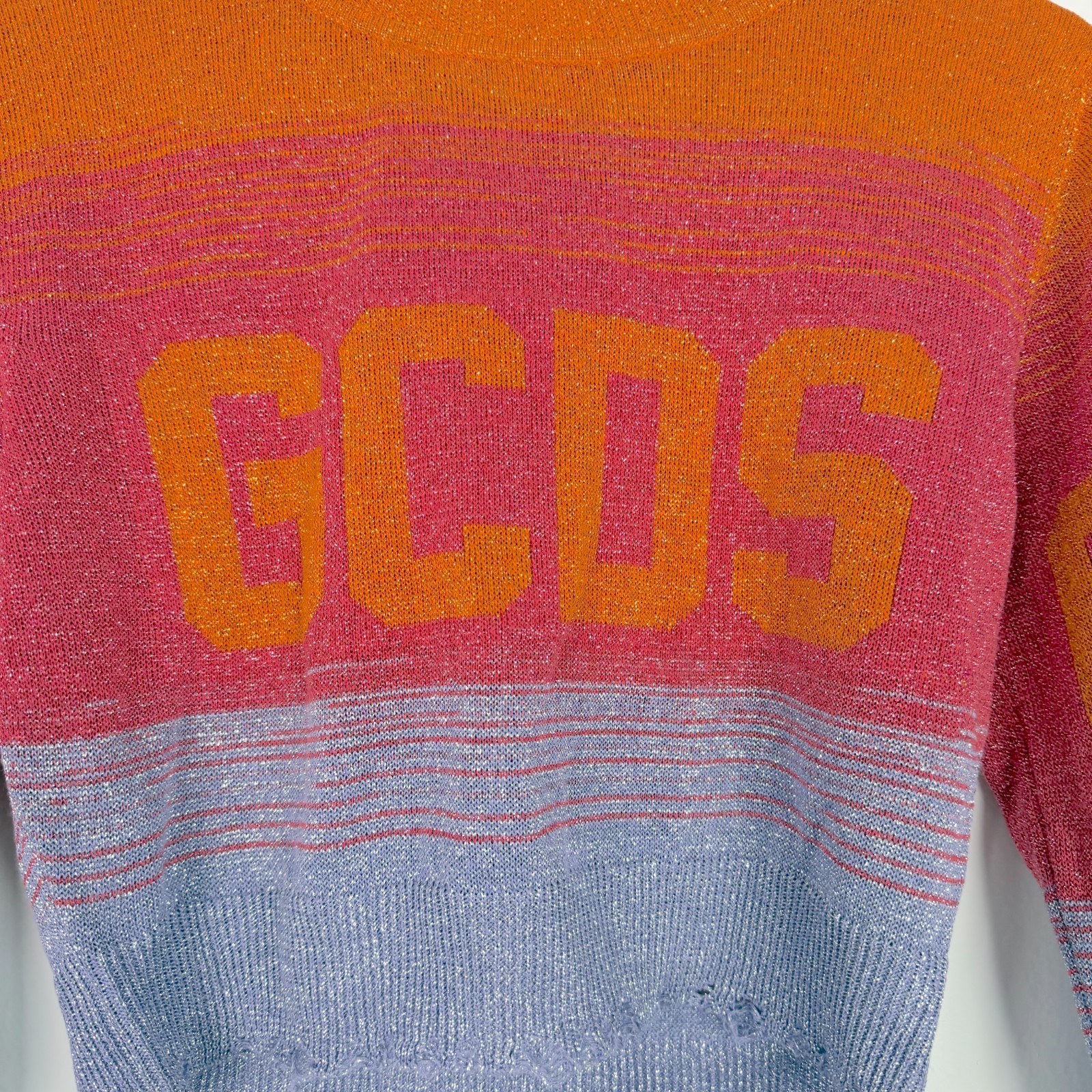 NWT GCDS Multicolor Degradé Sweater Shimmery Distressed Size Medium M $390 NEW