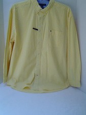 NEW MENS TOMMY HILFIGER YELLOW AND WHITE GINGHAM LONG SLEEVE SHIRT SIZE XL