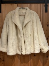 Beautiful Vintage Astraka Faux Fur White Jacket Size 14