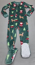 NWOT Carters 2T Unisex Toddlers Christmas/Santa/Reindeer Green Footed Pajamas