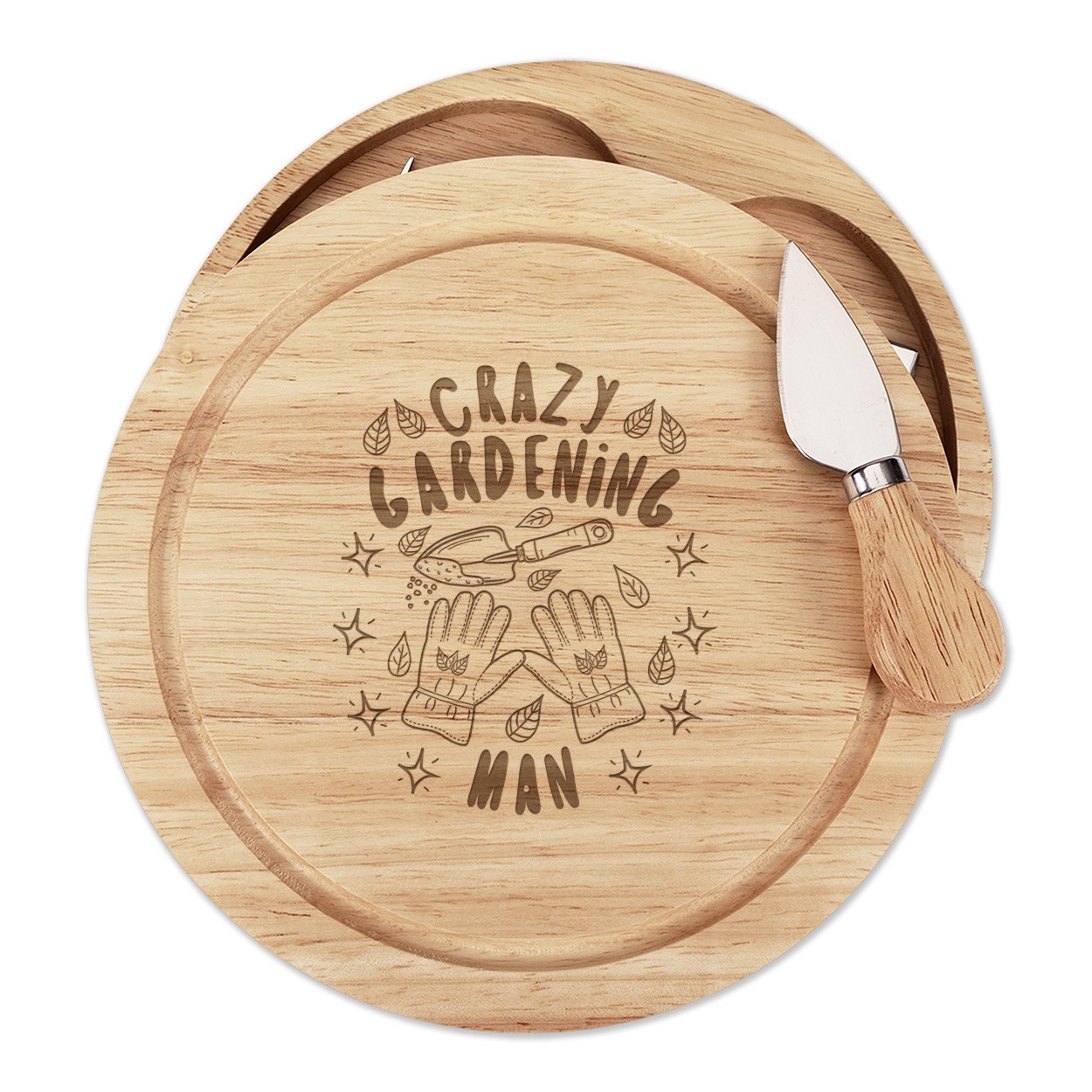 Crazy Gardening Man Stars Cheese Board Knife Set Funny Dad Fathers Day
