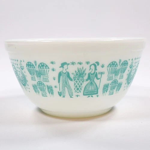 Vintage Pyrex Turquoise Aqua Amish Butterprint Mixing Bowl 402 1.5 Quart