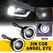 Universal 2PCS 3" LED Round Projector DRL Halo Angel Eyes Fog Lights Lamp DRL US
