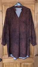 Italian black brown print collared dress 18 20