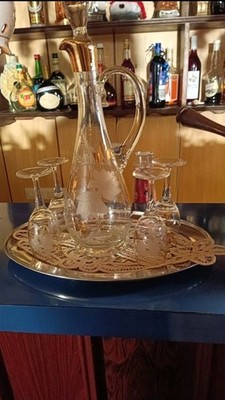Antikes Baccarat Likör-Set Nancy um 1890 | Karaffe & 4 Gläser | Jugendstil