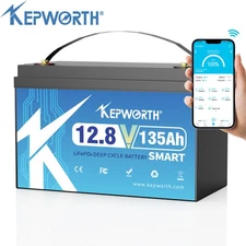 12V 135Ah Lithium LiFePO4 Battery Bluetooth BMS Smart for RV Solar Boat Off-grid