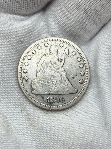 1876 Seated Liberty Quarter Vf T167