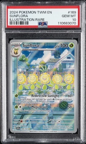 2024 POKEMON TWM EN-TWILIGHT MASQUERADE ILLUSTRATION RARE #169 SUNFLORA PSA 10