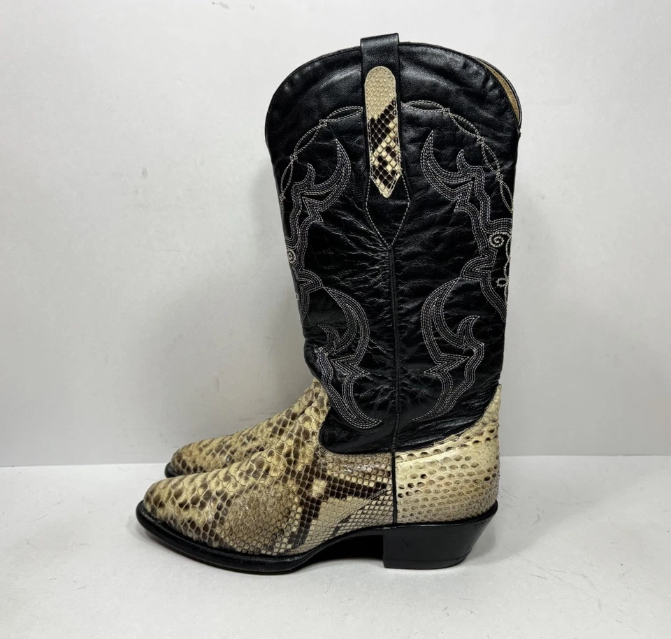 Botas vaqueras Corral genuinas piel de serpiente pitón negras para mujer talla 8 Foto 3 de 4