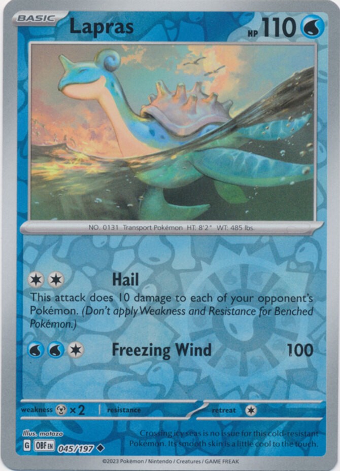 Lapras - 045/197 - Uncommon - Reverse Holo - Near Mint