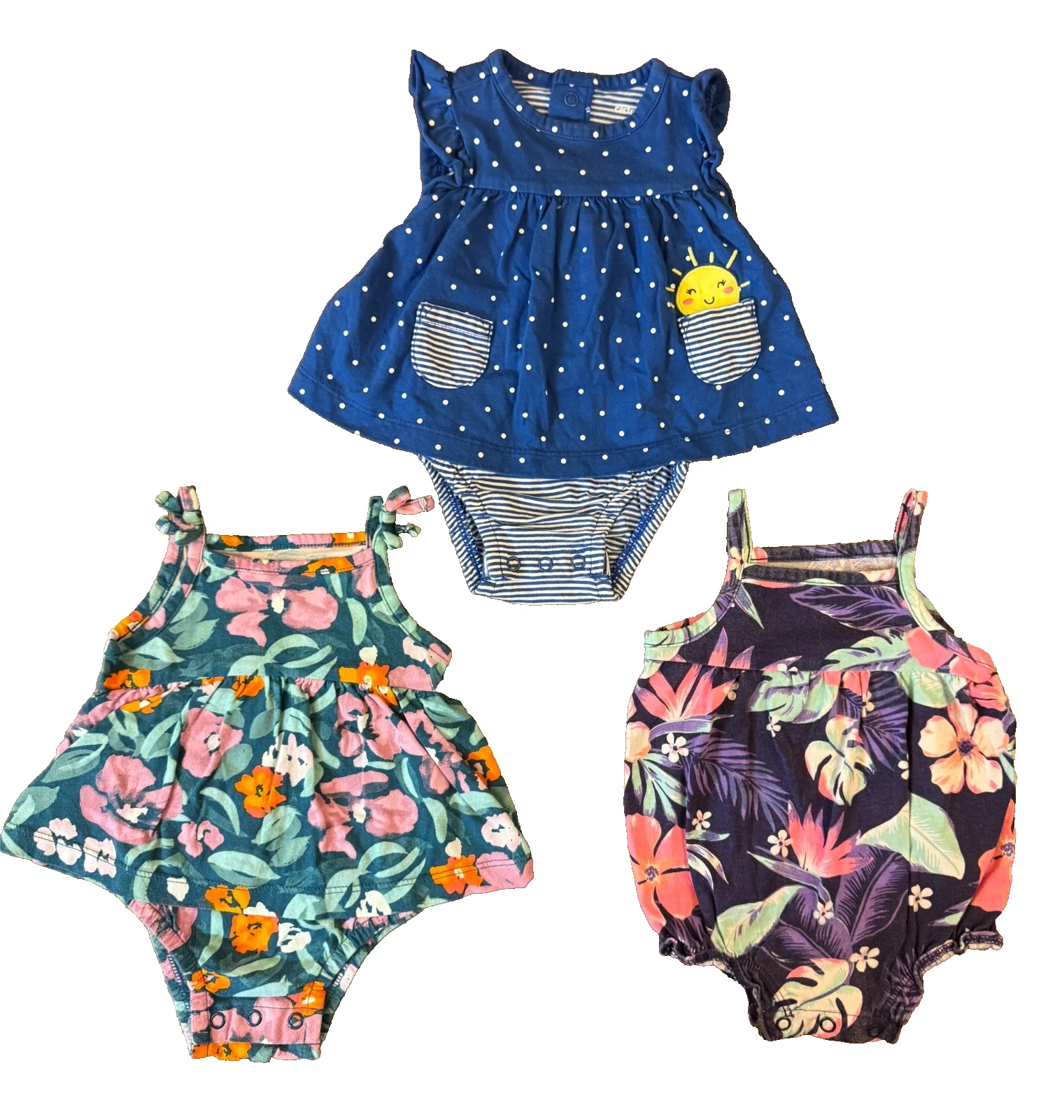 Carters Baby Girl Clothes Lot 3 Months Rompers Dresses Outfits Summer Polka Dot