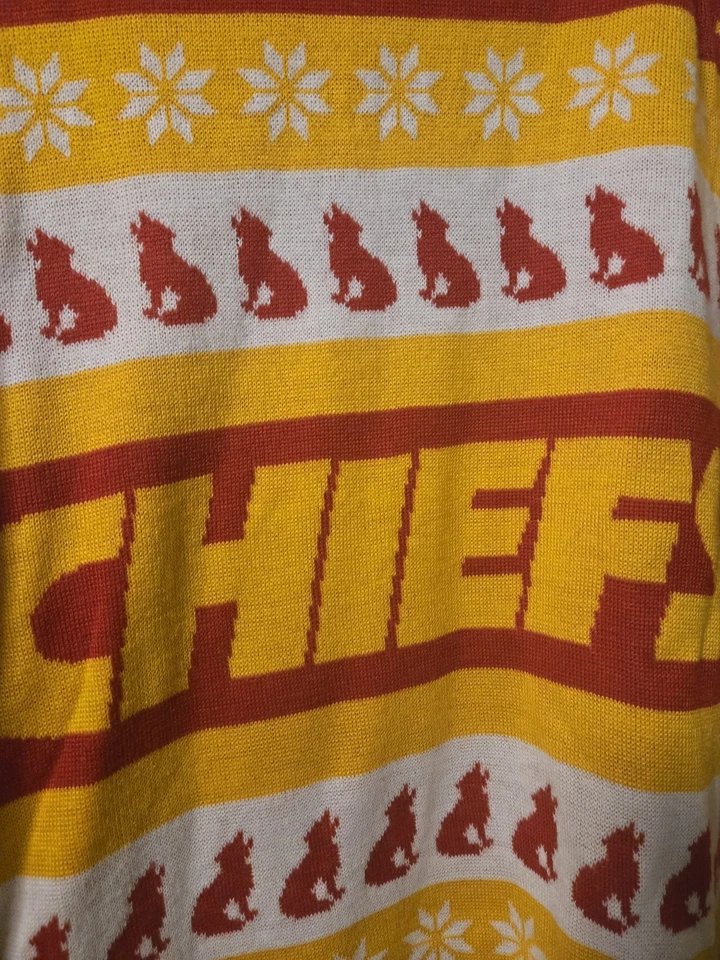 Suéter de Natal feio Kansas City Chiefs futebol americano NFL XL (encaixa como grande) - Imagem 2 de 4