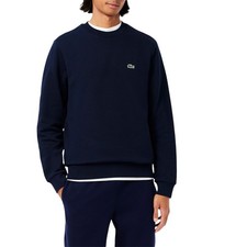 Image of Lacoste Mens Sweatshirt Crew Neck Fleece Brushed Cotton Winter Jumper