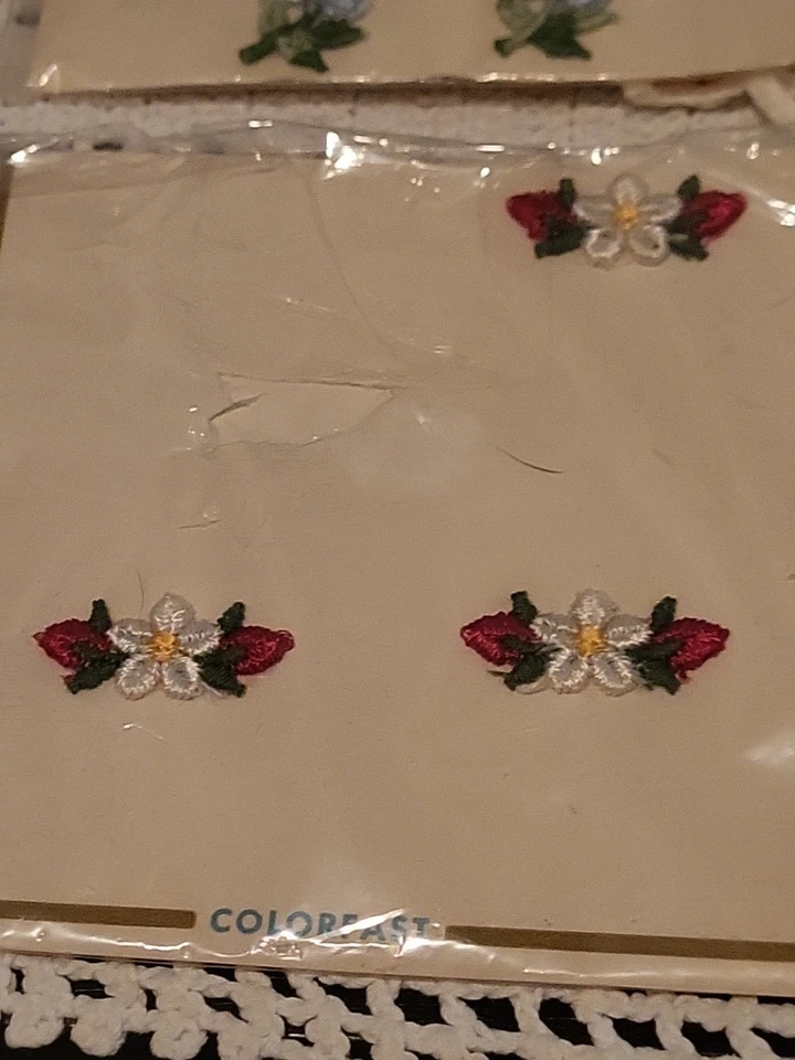 Лот винтажных миниатюрных вышитых нашивок аппликации цветы миниатюрные слоны - Изображение 3 из 4