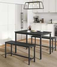 VASAGLE Tavolo da Pranzo con 2 Panche, Set 3 Pezzi, Tavolo da Cucina di 70 x 110 x 75