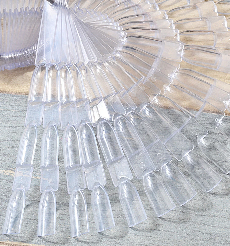 150Pcs False Nail Tips Nail Art Practice Display Tools Transparent Natural Color - Image 4 of 4