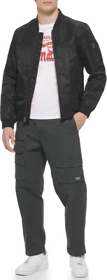 Levi's Men's Black Flight Satin Unfilled Ma-1 Bomber Jacket