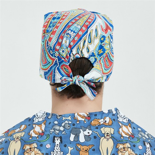 Womens/Mens Florals Printed Cap Scrub Hat/Cap Head Wear Adjustable Accessories - Picture 388 of 660