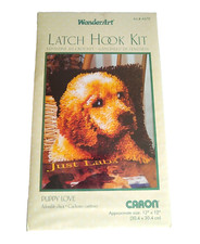 Puppy Love WonderArt Latch Hook Kit 12x12 Caron Sealed Box Pillow Wall Hanging