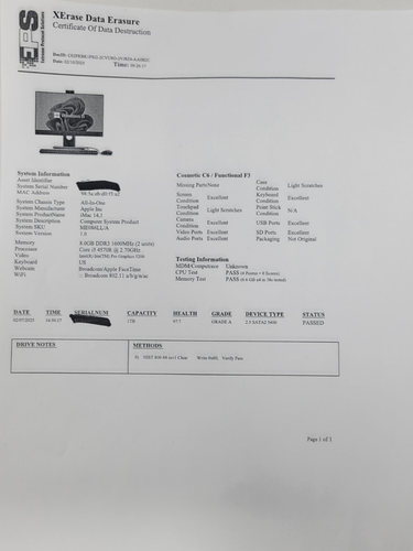 Apple iMac Late 2013 21.5" A1418 I5-4570R 8GB RAM 1 TB HDD ME086LL/A - Afbeelding 3 van 3