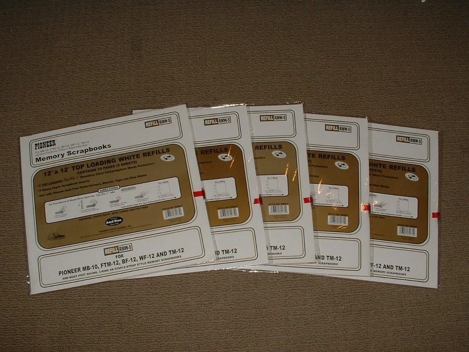 5 Packages Pioneer 12x12 Top Loading White Refill Pages 10 (5 Sheets) RMW-5 - Image 1 of 1