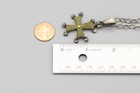 Old Roman Byzantine Cross Silver Bronze and 18k Blue Sapphire Pendant (#4) — photo 3