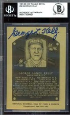 George Kelly Beckett BAS Signed 1981-89 Metallic Hall Of Fame Plaque Autograph