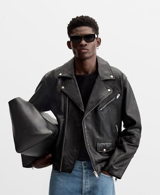 ZARA MENS LEATHER JACKET | eBay