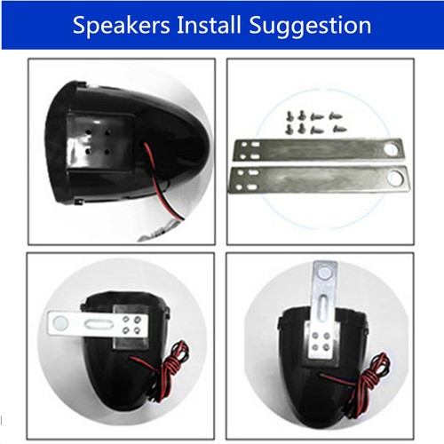 New Motorcycle Bike Sound System Handlebar 2 Speakers FM Radio Audio