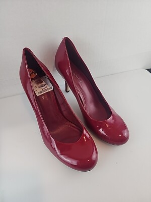 BCBG Shoes Womens  9.5B D'Orsay Pumps Red Faux Leather Stiletto Heels