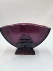 Fenton Amethyst Holophane Verlys Love Birds Fan Style Vase Made In USA
