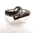 VINTAGE ART DECO STERLING SILVER MARCASITE W/ CLEAR CZ HEART RING ~ SIZE 9