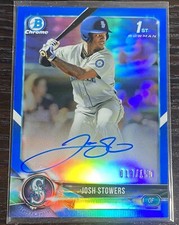 2018 Josh Stowers BLUE Bowman Chrome Auto Refractor Rc SP 019/150 Bold Sig