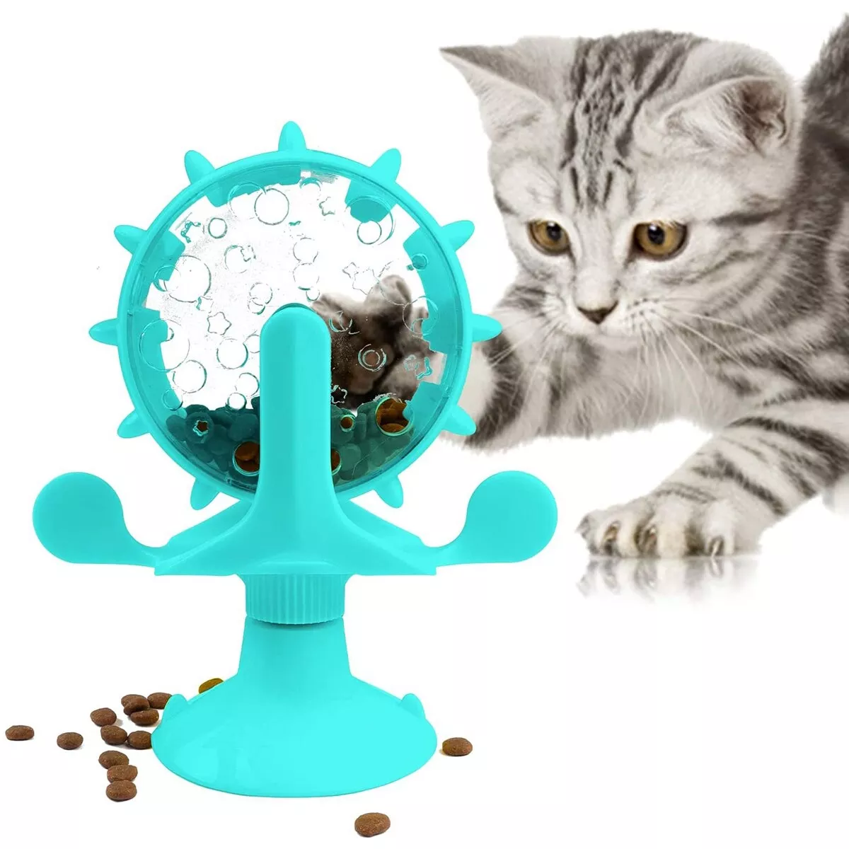 Cat Treat Dispenser Toy Windmill Cat Treat Puzzle Suction Cup Cat